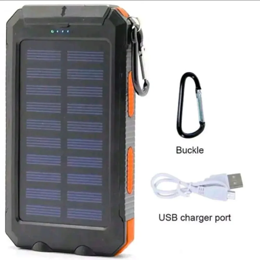10000mAh Solar Power Bank Dual USB & USB-C Output Charger For Outdoor Adventures